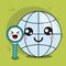 global and lupe icon. Kawaii and technology. Vector graphic