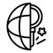 Global magnifier campaign icon, outline style