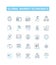 Global market economics vector line icons set. Global, Market, Economics, International, Trade, Investment, Financial