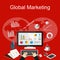 Global marketing illustration. Flat design illustration concepts for business