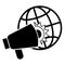 Global megaphone icon, simple style