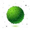 Global mesh sphere. Abstract geometric green shape with spherical severed off triangular faces.