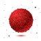 Global mesh sphere. Abstract geometric red shape with spherical severed off triangular faces.
