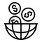 Global money startup icon, outline style