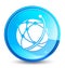 Global network icon splash natural blue round button