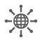 Global network, international distribution, network icon. Gray vector graphics