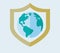 Global network. Internet. virus safety icon. Land protected. Corona virus icon.