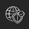 Global network security chalk white icon on black background