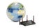 Global networking connection concept, earth with modern router.