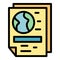 Global newspaper reportage icon color outline vector