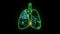 global particle green hydrogen flying inside lung green digital animation with energy of life