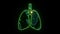 global and particle green hydrogen flying inside lung green digital animation with energy of life on black screen