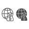 Global payment line and glyph icon. Globe and money bag vector illustration isolated on white. World budget outline