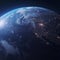 Global perspective 3D illustration of Earth with stunning night lights