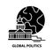 global politics icon, black vector sign with editable strokes, concept illustration