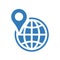 Global position, location icon / blue color