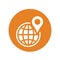 Global position, location icon / orange color