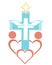 Global praying church cross logo concept