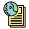 Global reportage writing icon color outline vector