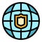 Global secured personal information icon color outline vector