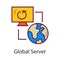 Global Server Fill Outline Icon Design illustration. Data Symbol on White background EPS 10 File