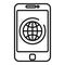 Global smartphone remarketing icon, outline style