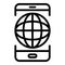 Global smartphone strategy icon, outline style