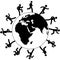 Global symbol people run around the world