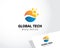 global tech logo creative business pixel digital illustration design