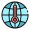 Global temperature up icon color outline vector