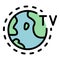 Global tv reportage icon color outline vector