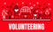 Global volunteering banner, outline style