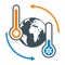 Global warm, Earth with hot and cold thermometers