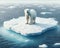 Global Warming Adult Polar Bear North Pole Stranded Floating Ice island Melting Climate Change AI Generated