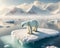 Global Warming Adult Polar Bear North Pole Stranded Floating Ice island Melting Climate Change AI Generated