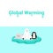 Global warming, animals on ice block, icy cliff or iceberg