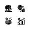 Global warming black glyph icons set on white space