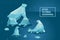 Global warming concept. Ecology poster set with polar animals and iceberg. Cartoon vector illustration. Climate change