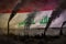 Global warming concept - heavy smoke from industry chimneys on Iraq flag background with space for your text - industrial 3D