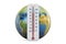 Global warming concept. Thermometer with Earth globe, 3D render