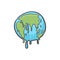 Global warming, Earth globe melting hand drawn doodle icon.