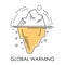 Global warming, glacier melting isolated icon, natural disaster