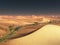 Global warming idea. solitary sand ridges under impressive evening sunset sky at drought desert scenery 3d rendering