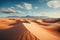 Global warming portrayed in a dramatic desert scene with barren sand dunes