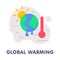Global Warming with Red Thermometer and Hot Burning Sun with Melting Earth Sphere Vector Illustration