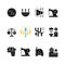 Global water crisis black glyph icons set on white space