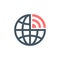 Global wireless internet connection icon. sign for mobile concept and web design. World wifi network signal outline vector icon.