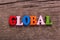 Global word made of wooden letters