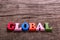 Global word made of wooden letters