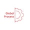 Globalization linear gear, cogwheel icon. Internet technology concept. Can be used for topics like business development,